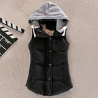 Karen | Sleeveless Hooded Vest with Snap Buttons
