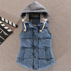 Karen | Sleeveless Hooded Vest with Snap Buttons