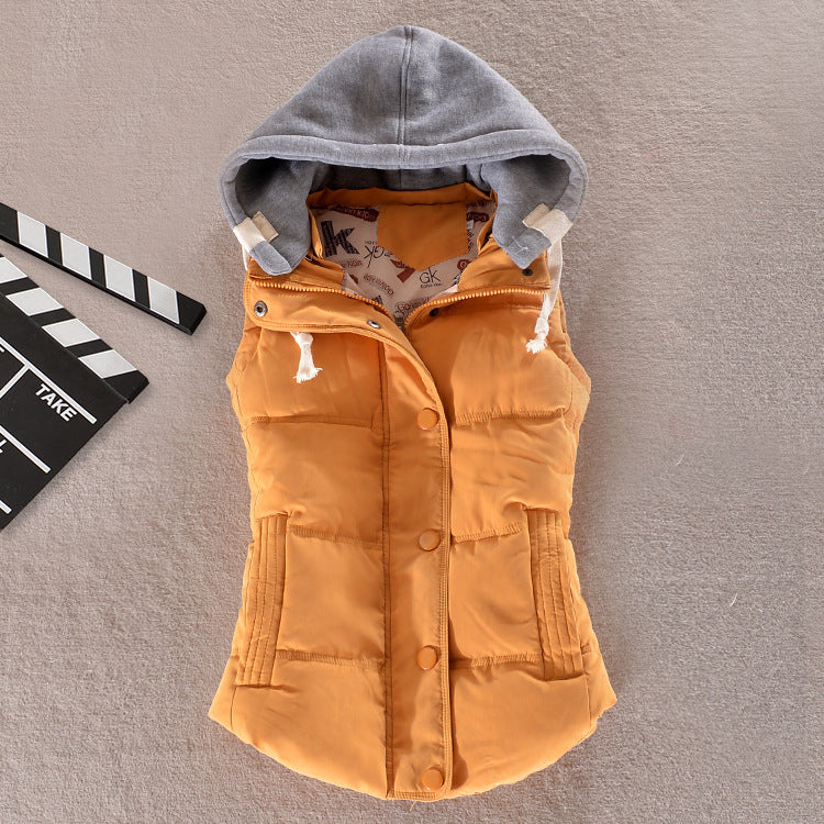 Karen | Sleeveless Hooded Vest with Snap Buttons