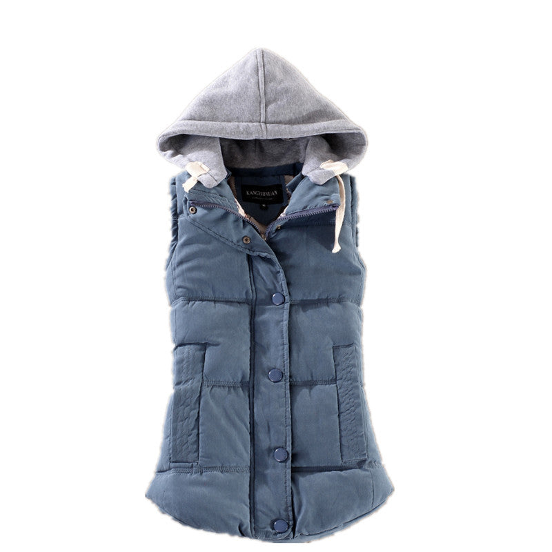 Karen | Sleeveless Hooded Vest with Snap Buttons