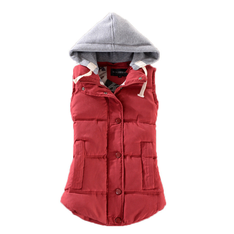 Karen | Sleeveless Hooded Vest with Snap Buttons
