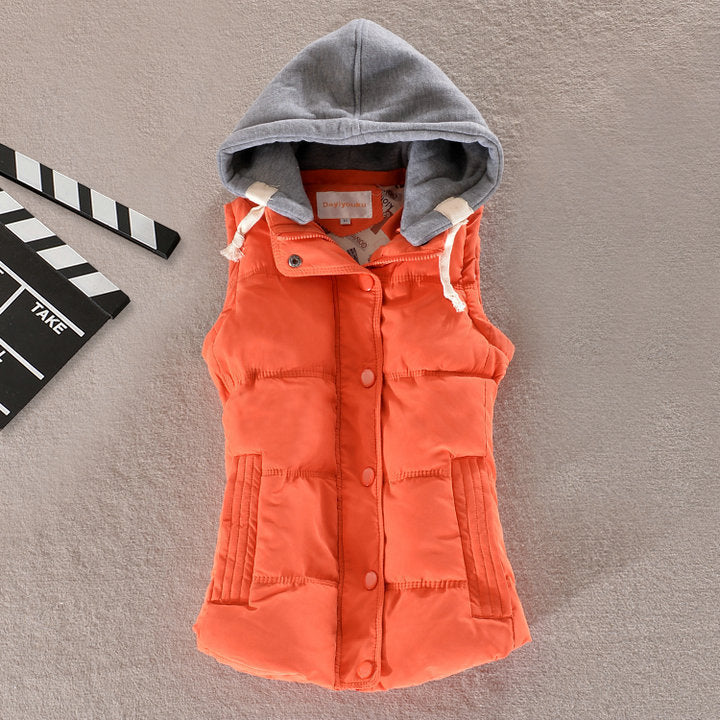 Karen | Sleeveless Hooded Vest with Snap Buttons