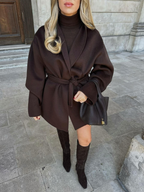 Willa | Short Wrap with Tie Belt and Shawl Collar