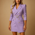 Karla | Blazer Dress with Tie Belt and Puff Shoulders