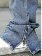 Beckett | Distressed Straight-Leg Jeans with Zippers