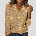 Lydia | Glitter Blouse with V-Neck and Long Sleeves