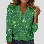 Lydia | Glitter Blouse with V-Neck and Long Sleeves