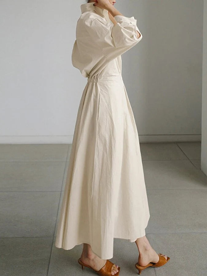 Juliana | Shirt Dress with Deep V-Neck & Full Skirt