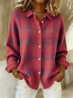 Serena | Plaid Shirt with Ribbed Trim & Curved Hem