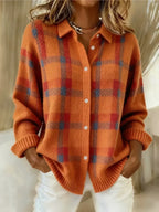 Serena | Plaid Shirt with Ribbed Trim & Curved Hem