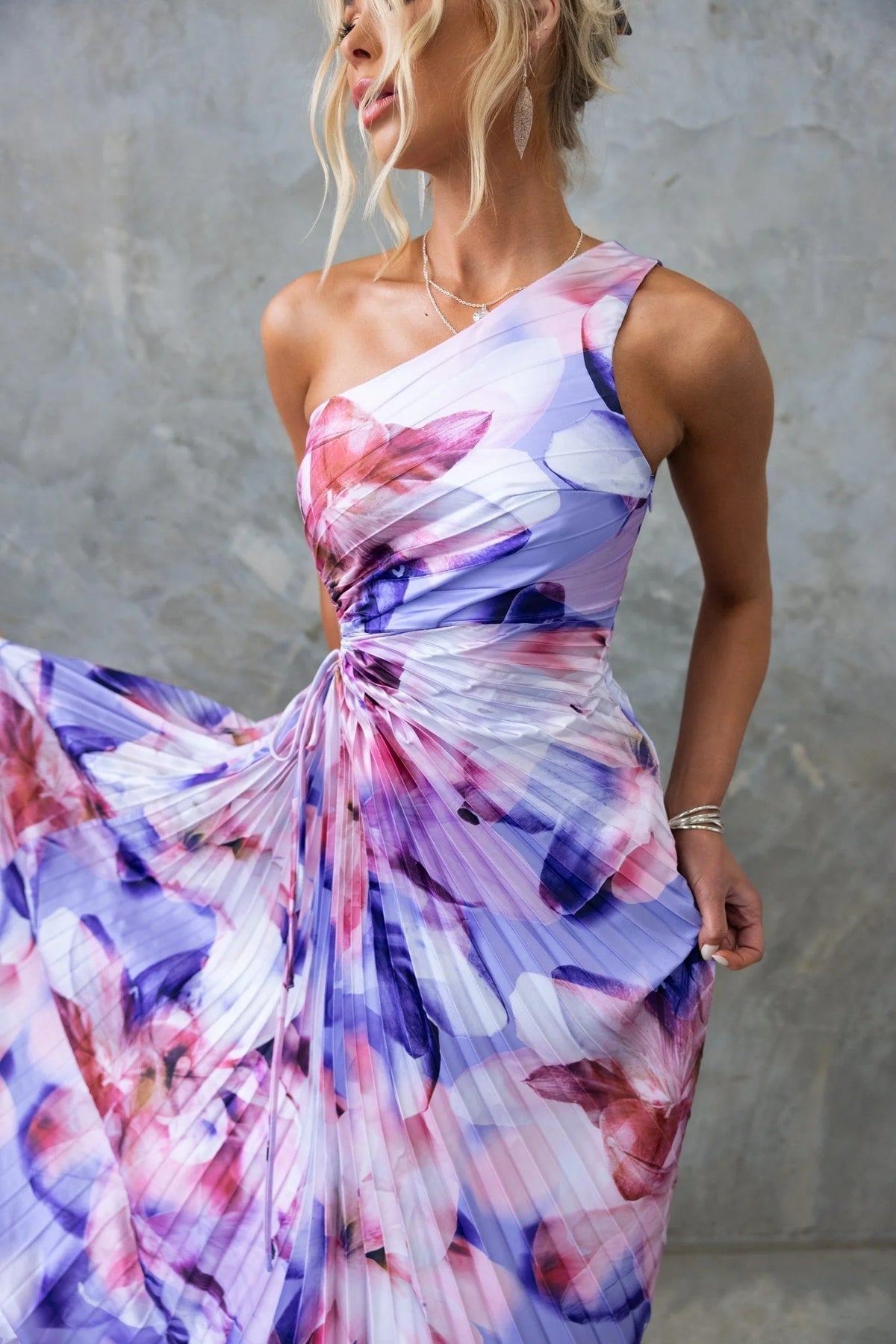 Cheyenne | Pleated One-Shoulder Dress with Cutout