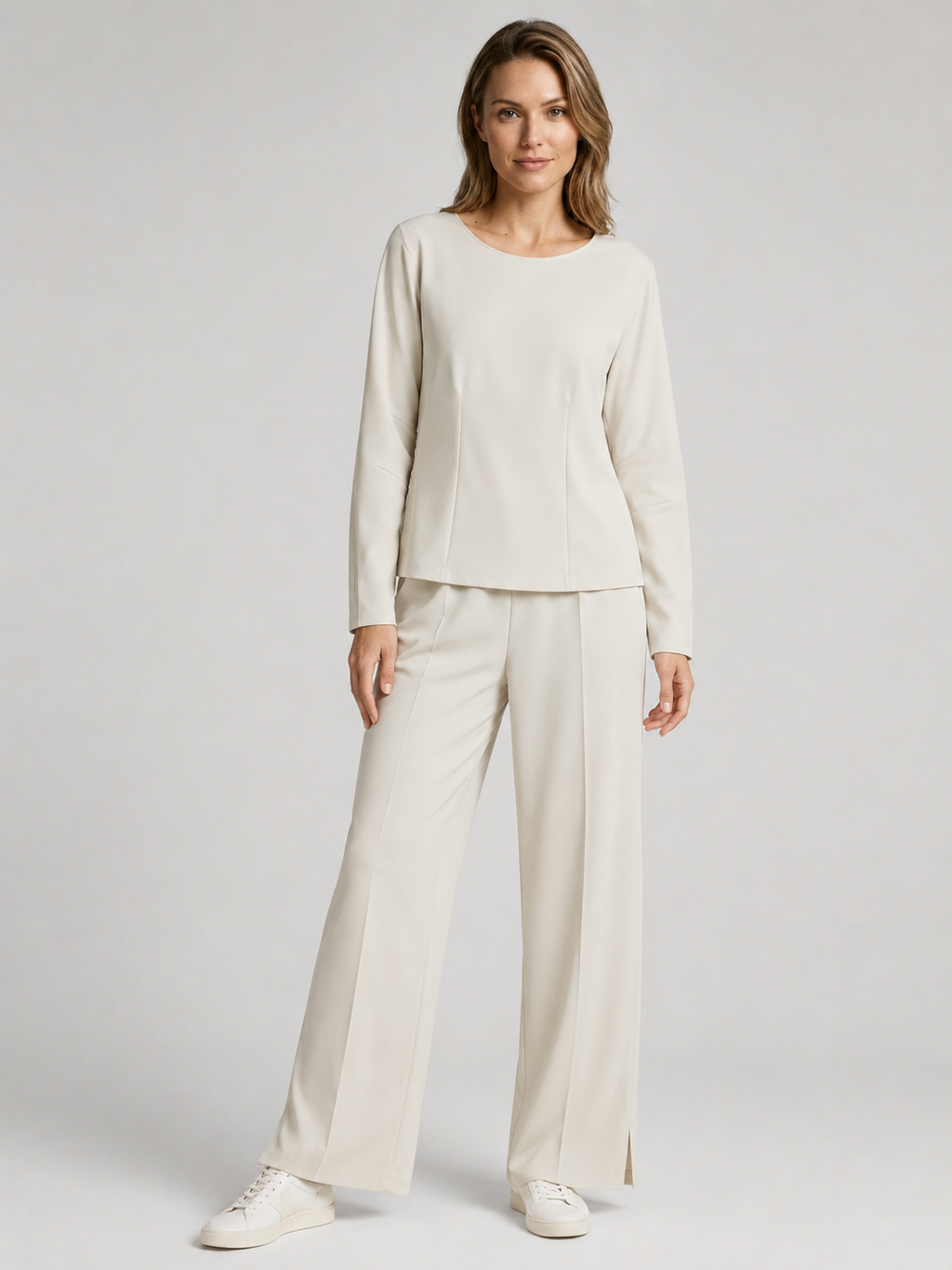 Anna | Fitted Top and Wide-Leg Pants Two-Piece Set