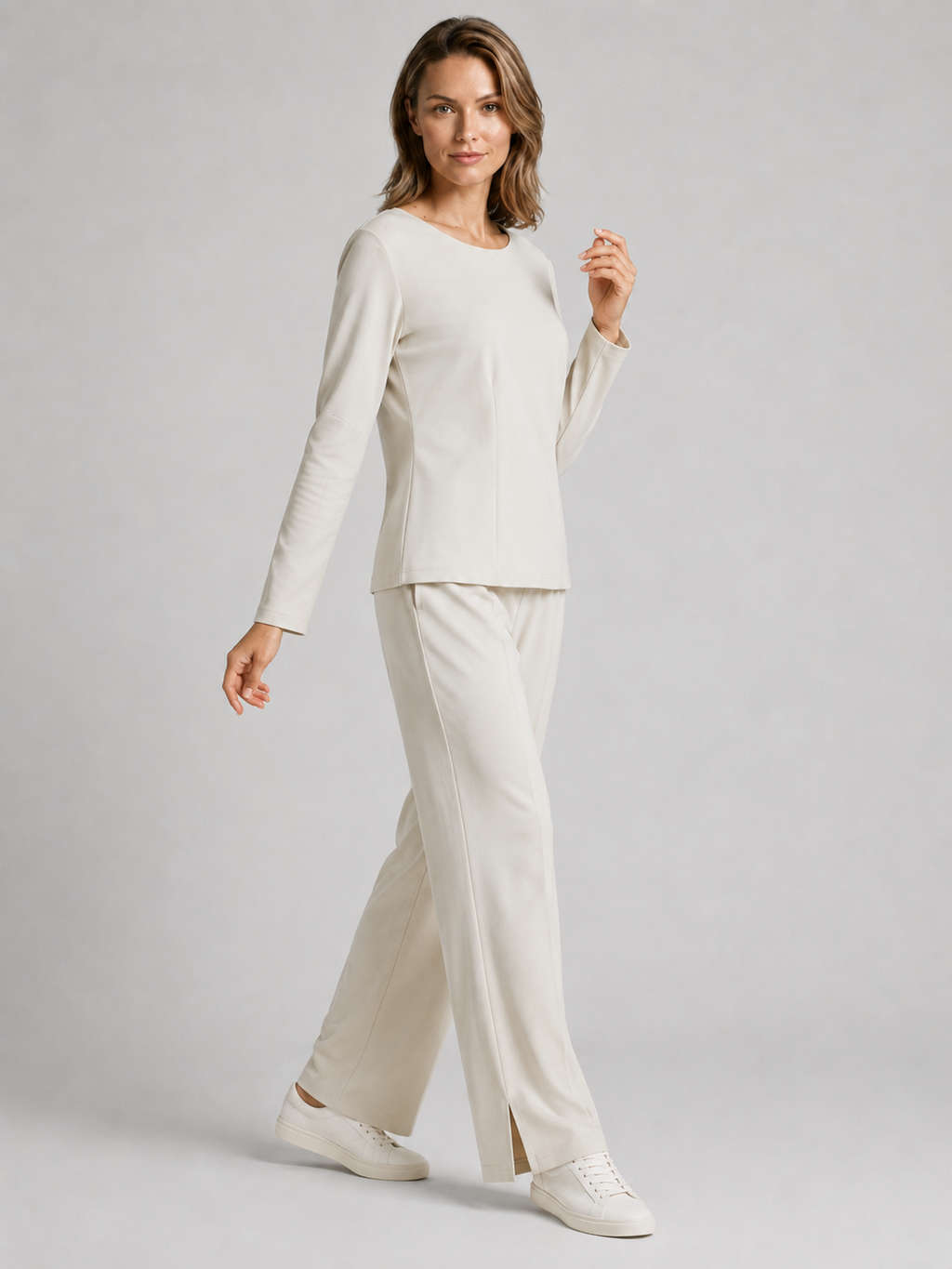 Anna | Fitted Top and Wide-Leg Pants Two-Piece Set