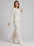 Anna | Fitted Top and Wide-Leg Pants Two-Piece Set