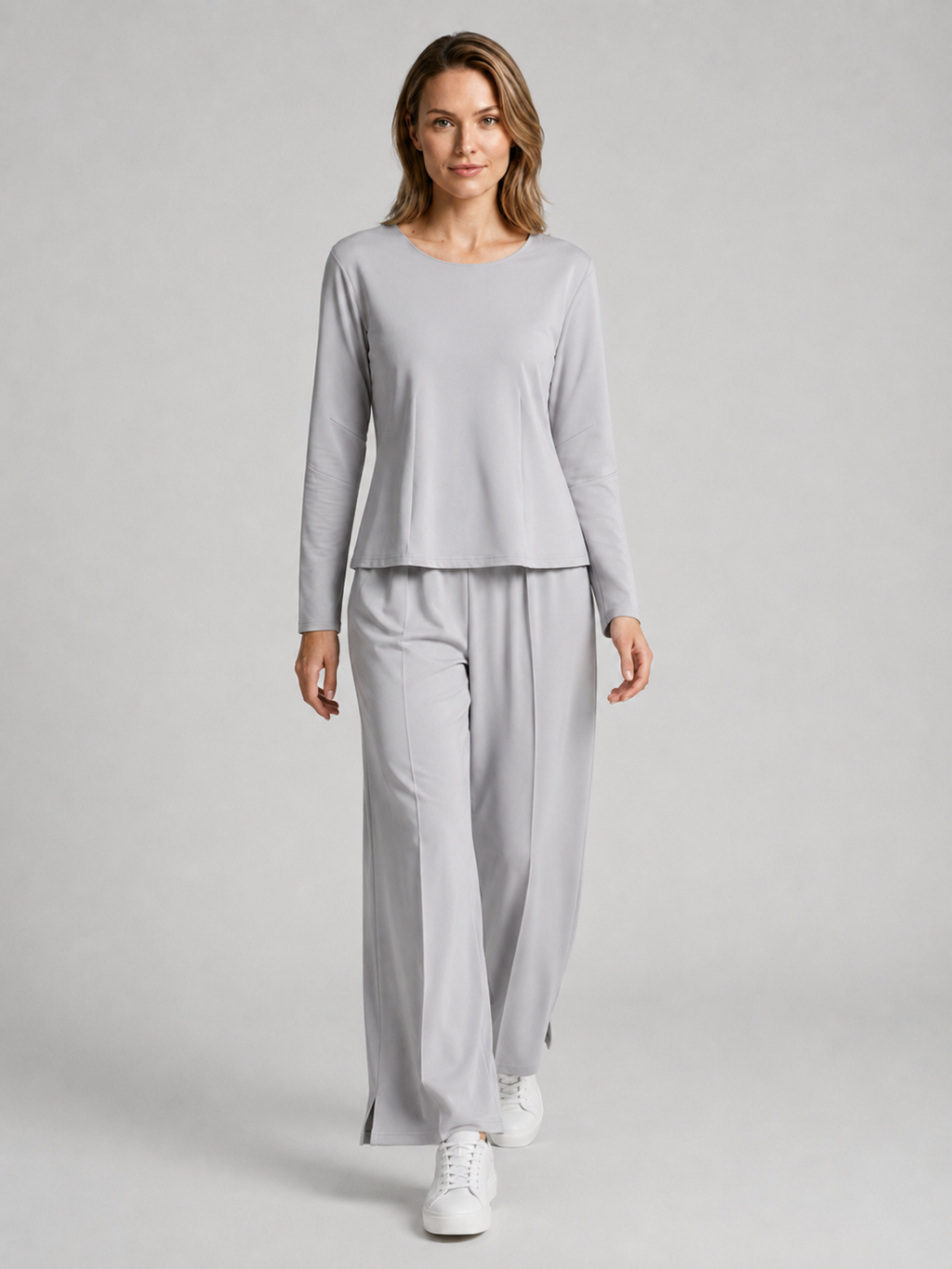 Anna | Fitted Top and Wide-Leg Pants Two-Piece Set