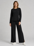 Anna | Fitted Top and Wide-Leg Pants Two-Piece Set