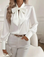 Skye | Stand-Collar Blouse with Bow & Puff Sleeves