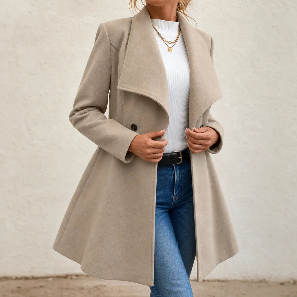 Georgia | Double-Breasted A-Line Overcoat with Lapels