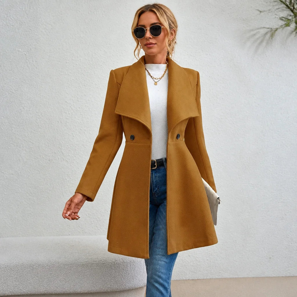 Georgia | Double-Breasted A-Line Overcoat with Lapels
