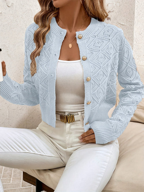 Adalyn | Cropped Geometric Knit Cardigan