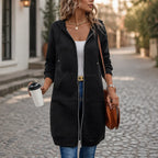 Hayden | Mid-Length Zip-Up Hooded Cardigan with Pockets