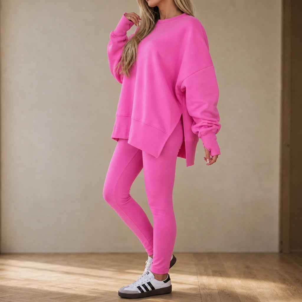 Elysia Sweatshirt and Leggings Set | Side-Slit, Thumbhole Sleeves, Soft Brushed Polyester 10