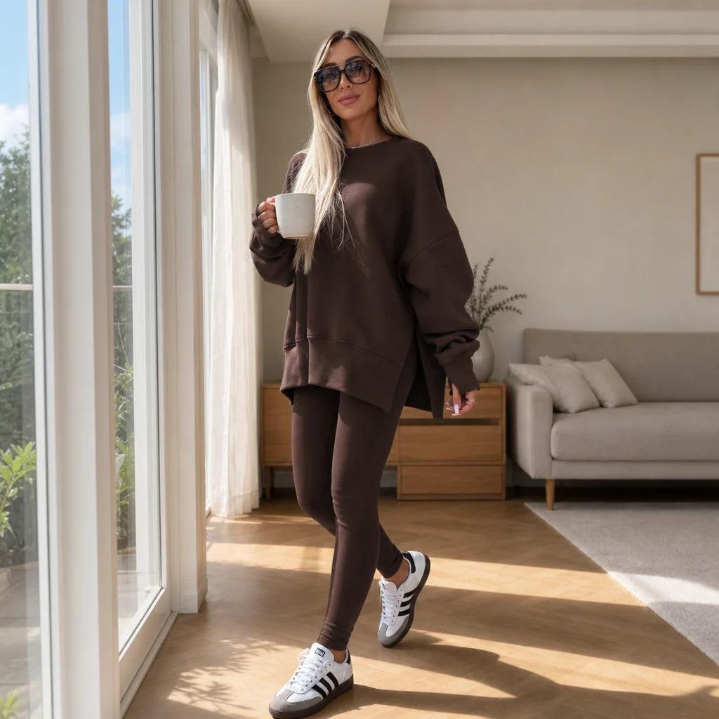 Elysia Sweatshirt and Leggings Set | Side-Slit, Thumbhole Sleeves, Soft Brushed Polyester 3