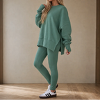 Elysia Sweatshirt and Leggings Set | Side-Slit, Thumbhole Sleeves, Soft Brushed Polyester 9