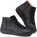 Eliana | Flat Faux Leather Lace-Up Ankle Boots