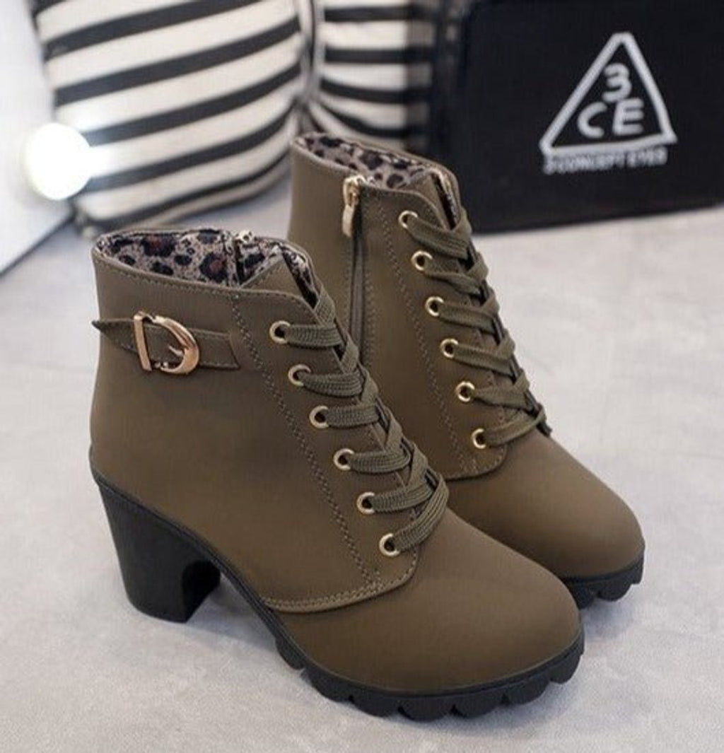 Lillian | Block Heel Platform Ankle Boots