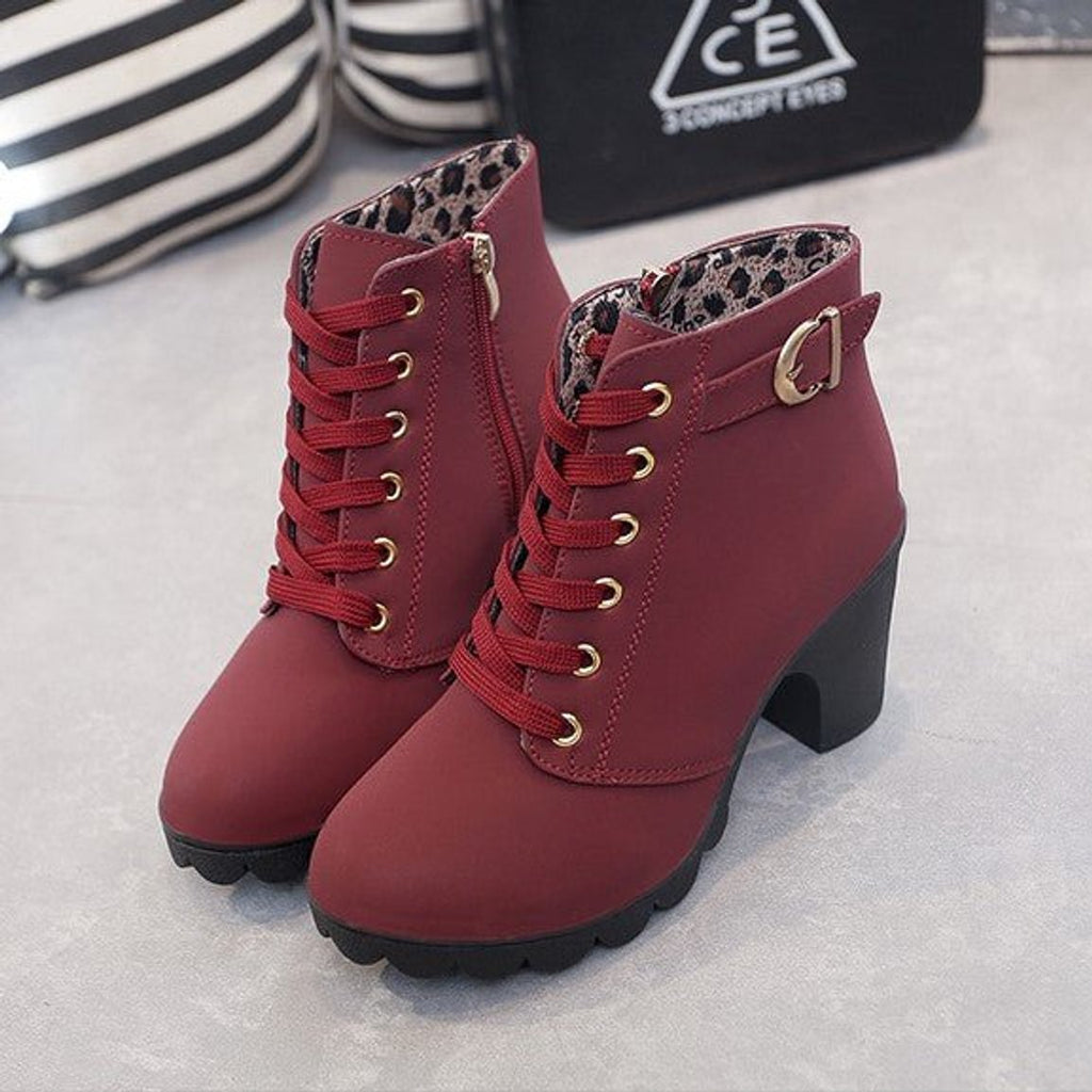 Lillian | Block Heel Platform Ankle Boots