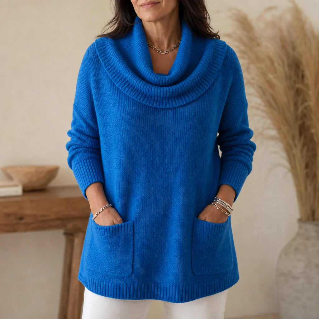 Everelle Tunic Sweater | Long-Sleeve, Built-In Cowl Neck 1