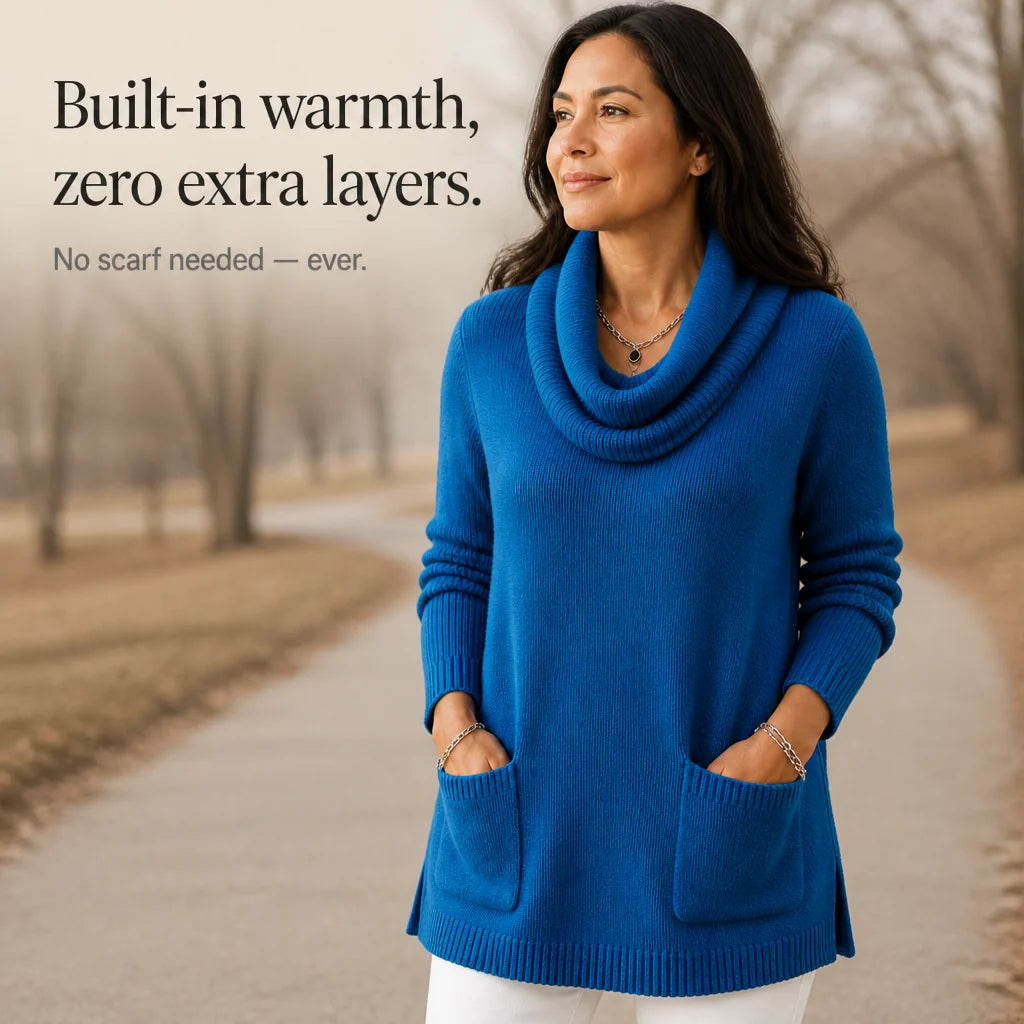 Everelle Tunic Sweater | Long-Sleeve, Built-In Cowl Neck 7