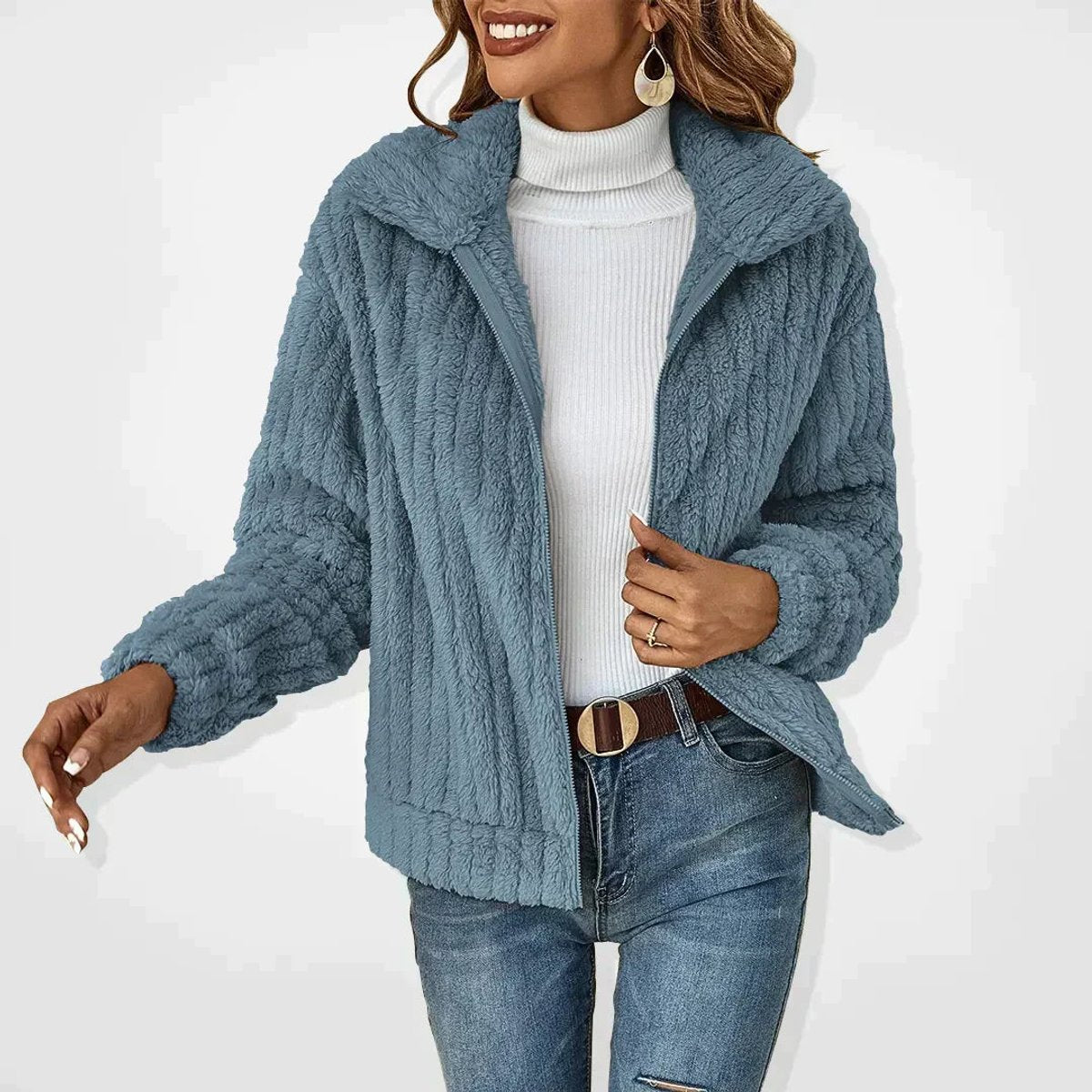 Jacqueline | Soft Fleece Cardigan with Zipper