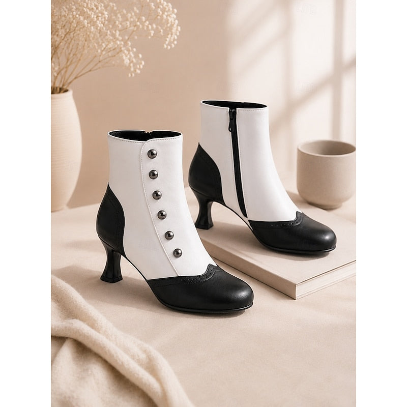 Margot | Ankle Boots with Button Row and Curved Heel
