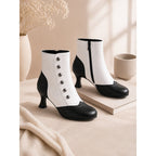 Margot | Ankle Boots with Button Row and Curved Heel
