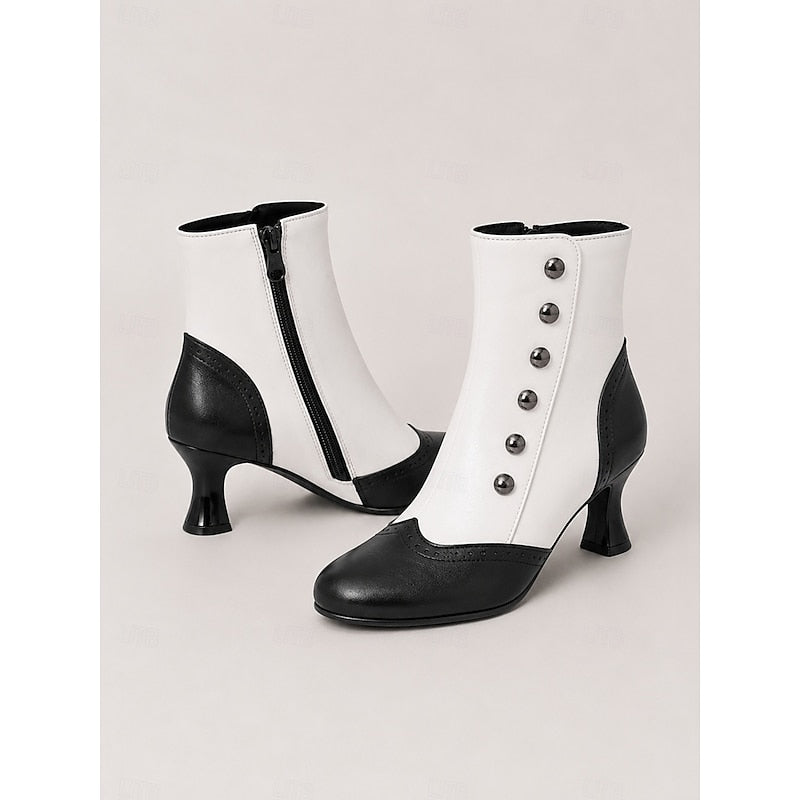 Margot | Ankle Boots with Button Row and Curved Heel