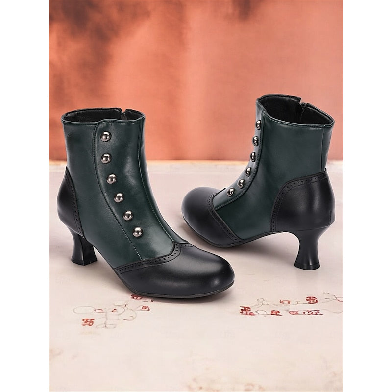 Margot | Ankle Boots with Button Row and Curved Heel