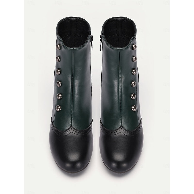 Margot | Ankle Boots with Button Row and Curved Heel