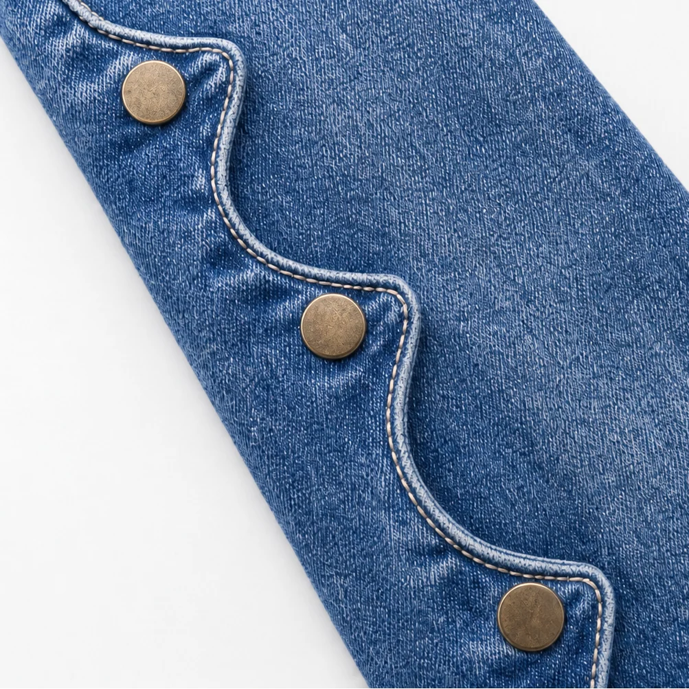 Flarelle Flare Jeans | High-Waisted, Scalloped Side-Button Detail 6