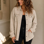 Brianna | Washed Denim-Look Jacket with Frayed Hem