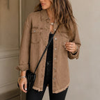 Brianna | Washed Denim-Look Jacket with Frayed Hem