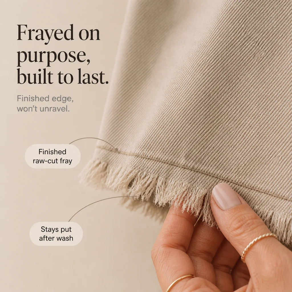 Brianna | Washed Denim-Look Jacket with Frayed Hem