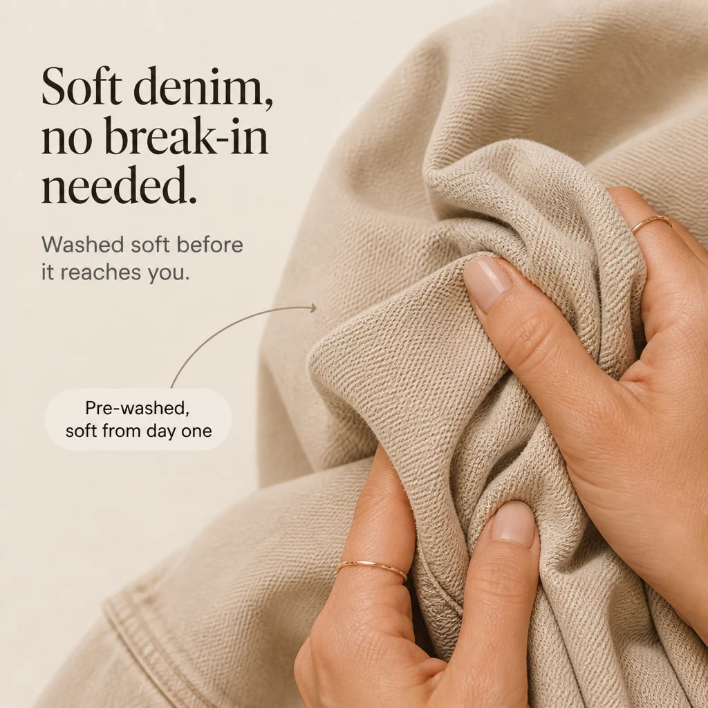 Brianna | Washed Denim-Look Jacket with Frayed Hem