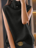 Liliana | Draped Turtleneck Vest with Deep Armholes