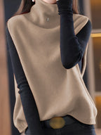 Liliana | Draped Turtleneck Vest with Deep Armholes