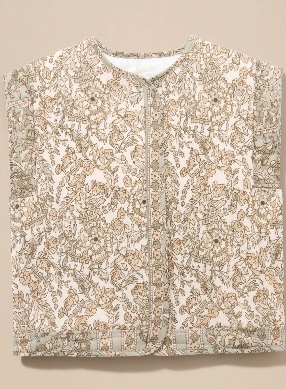 Bethany | Floral Quilted Vest with Contrast Binding