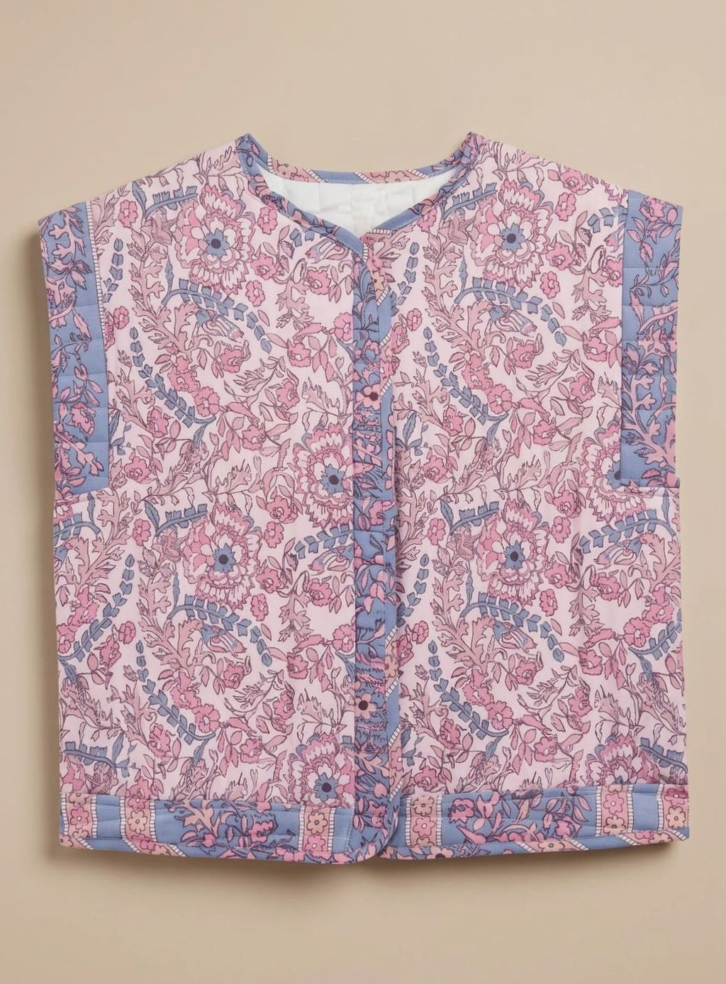 Bethany | Floral Quilted Vest with Contrast Binding