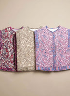 Bethany | Floral Quilted Vest with Contrast Binding