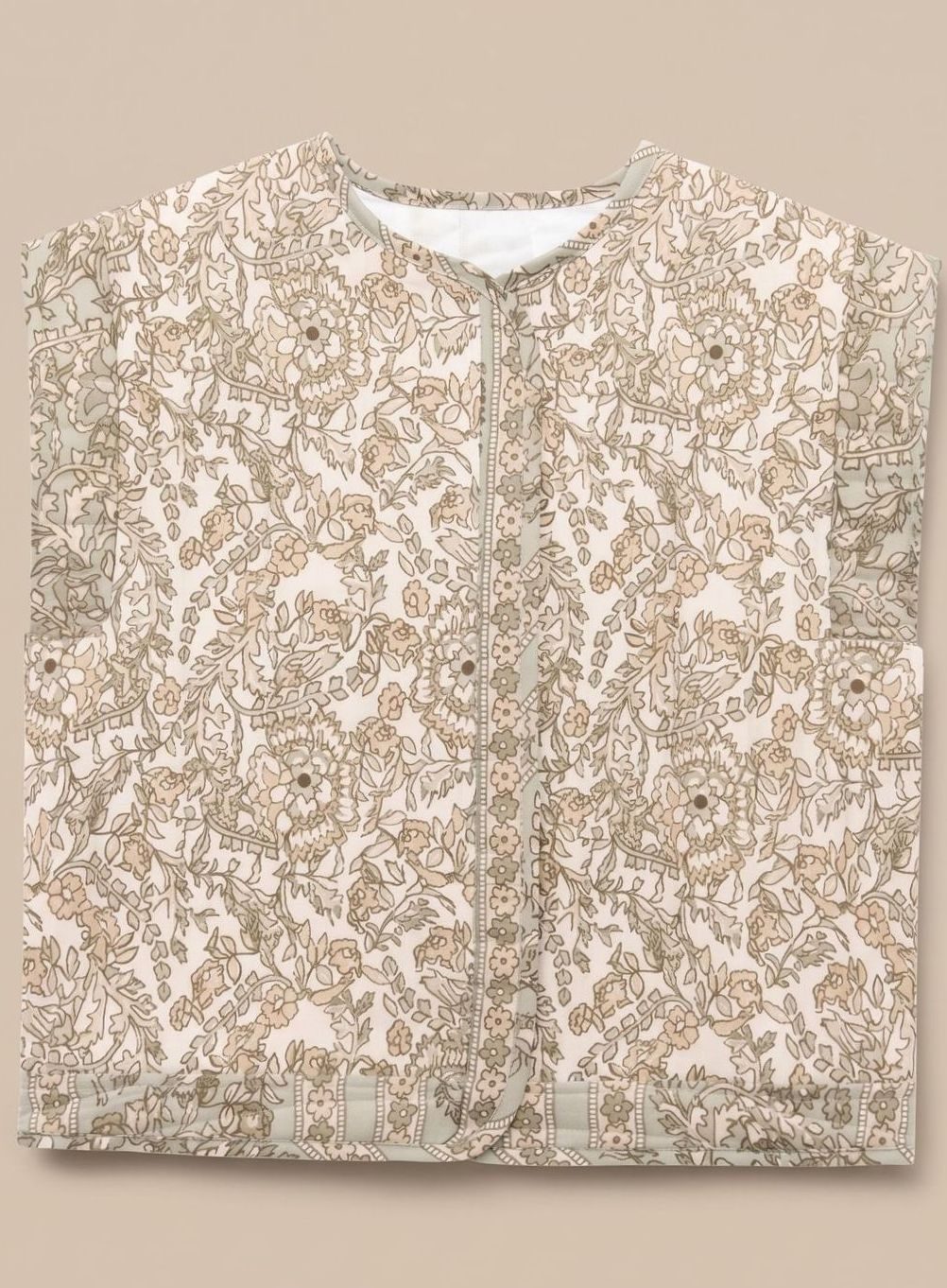 Bethany | Floral Quilted Vest with Contrast Binding